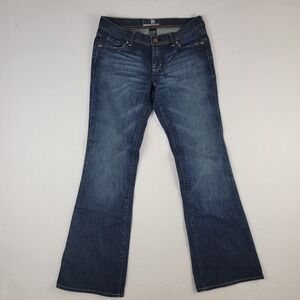 NY&CO Platinum Bootcut Jeans Womens 6 Blue Dark Wash Stretch Denim Pockets Zip